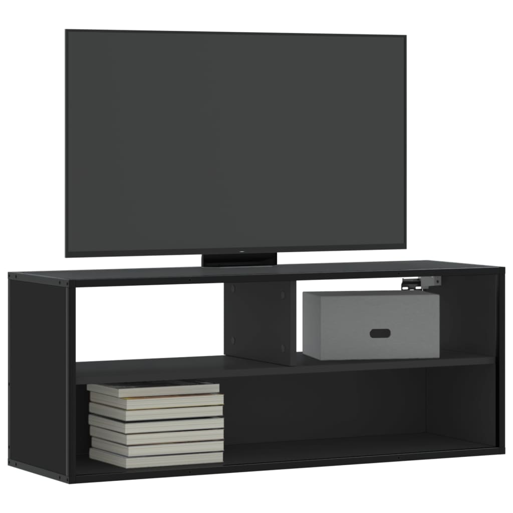 Dulap TV, negru, 100x31x39,5 cm, lemn prelucrat și metal GartenMobel Dekor