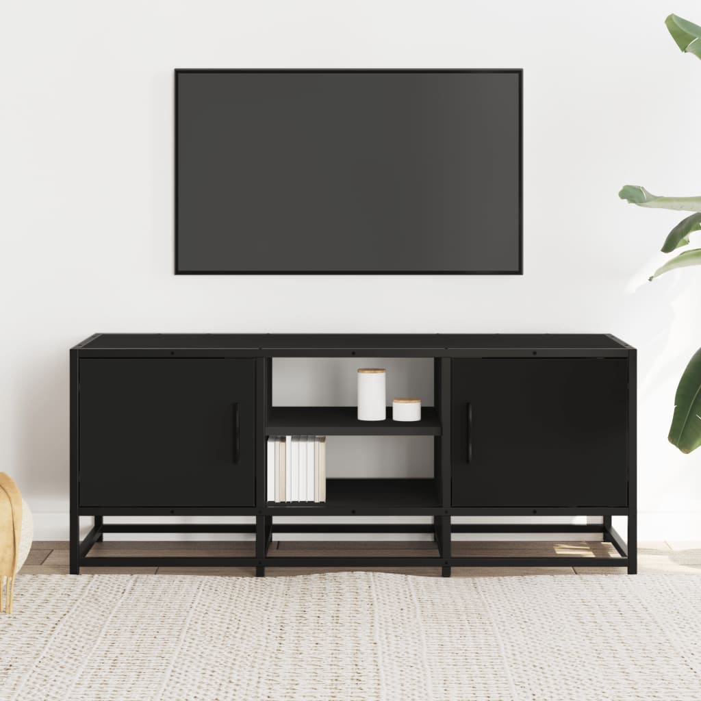 Dulap TV, negru, 100x35x41 cm, lemn prelucrat și metal GartenMobel Dekor