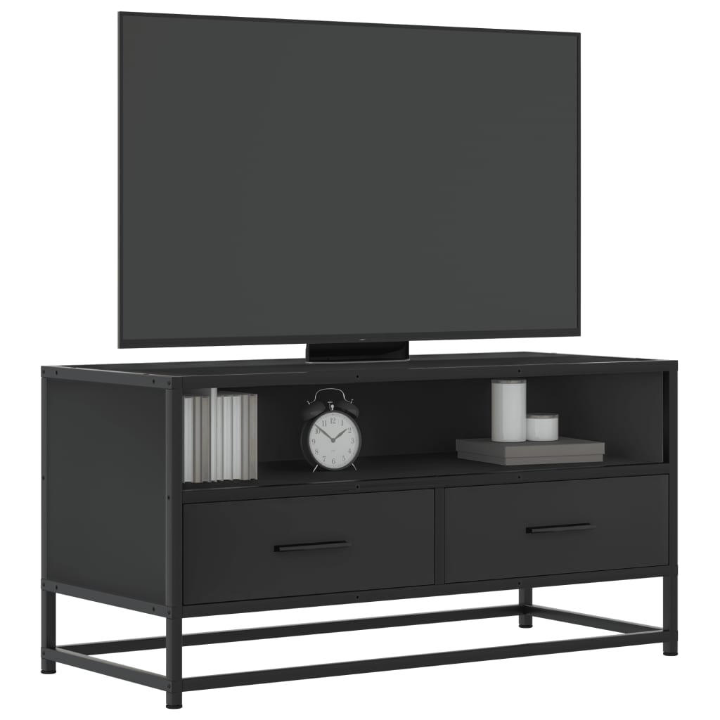 Dulap TV, negru, 80x34,5x40 cm, lemn prelucrat și metal GartenMobel Dekor