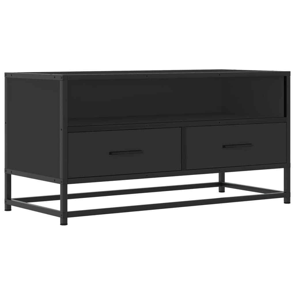 Dulap TV, negru, 80x34,5x40 cm, lemn prelucrat și metal GartenMobel Dekor