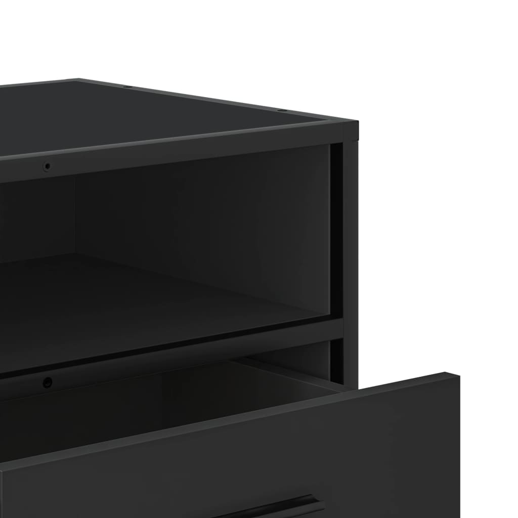 Dulap TV, negru, 80x34,5x40 cm, lemn prelucrat și metal GartenMobel Dekor