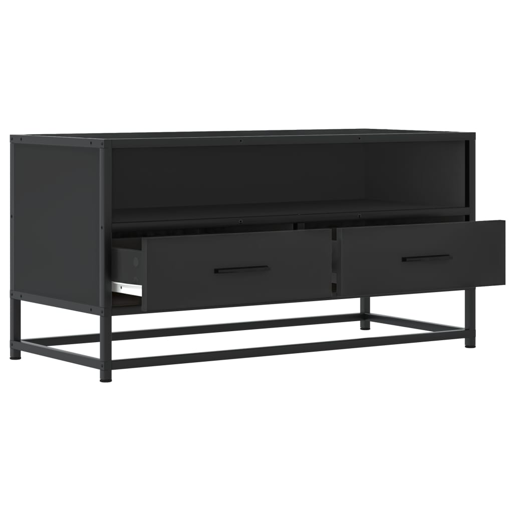 Dulap TV, negru, 80x34,5x40 cm, lemn prelucrat și metal GartenMobel Dekor