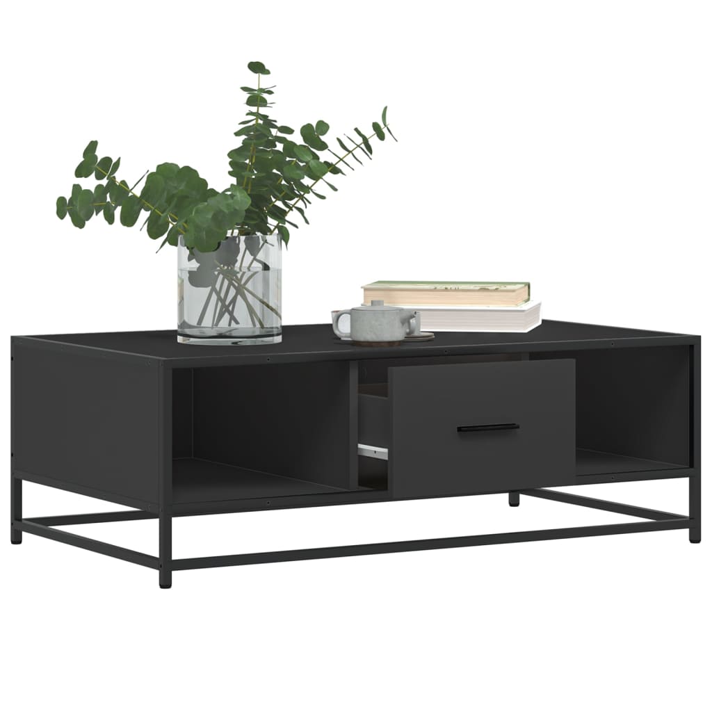 Măsuță de cafea, negru, 100x57x35 cm, lemn prelucrat și metal GartenMobel Dekor