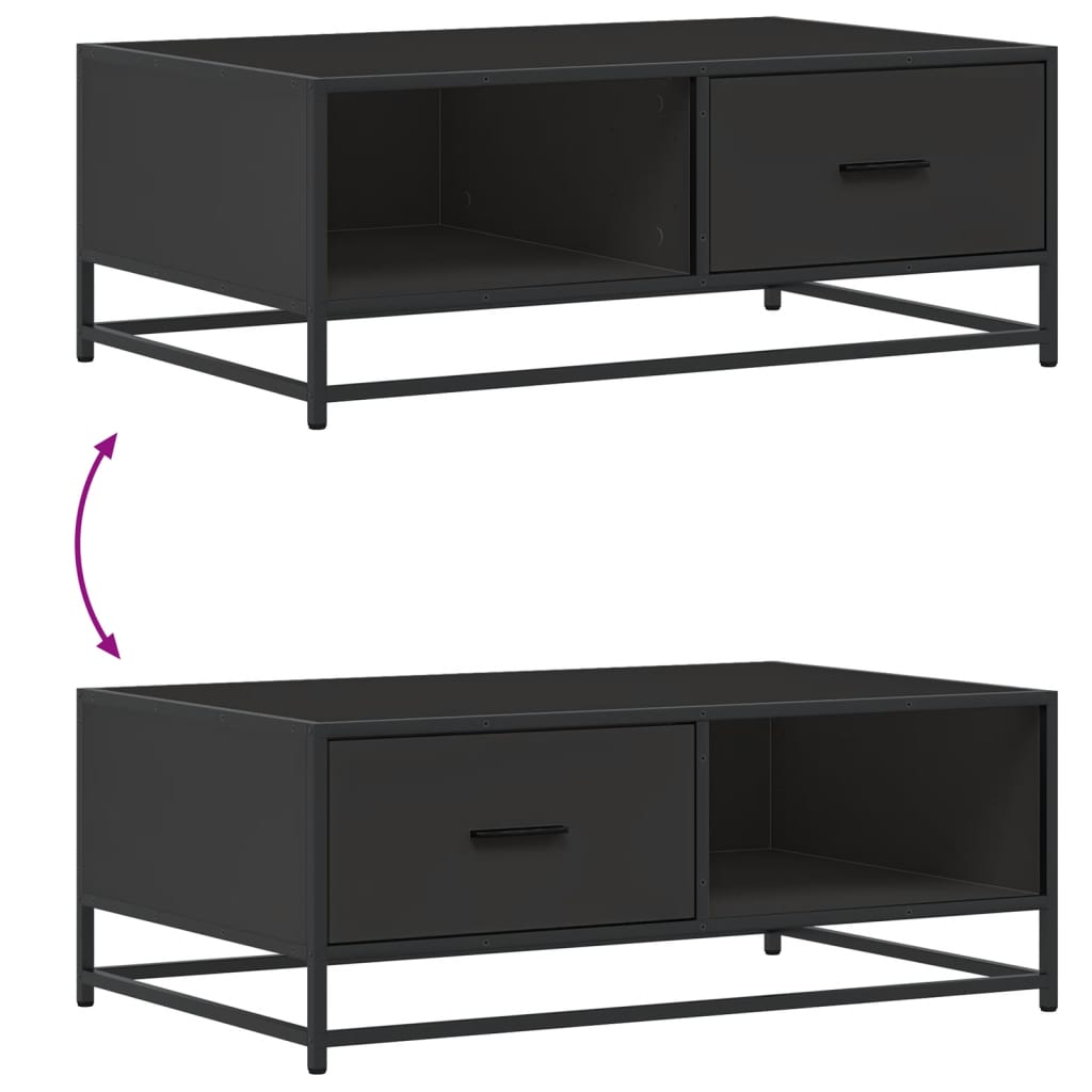 Măsuță de cafea, negru, 90x57x35 cm, lemn prelucrat și metal GartenMobel Dekor