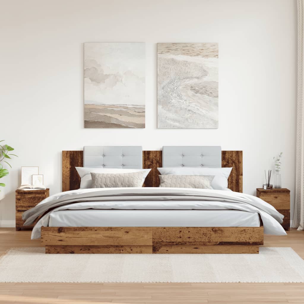 Noptiere, 2 buc., lemn vechi, 30x30x40 cm, lemn prelucrat GartenMobel Dekor