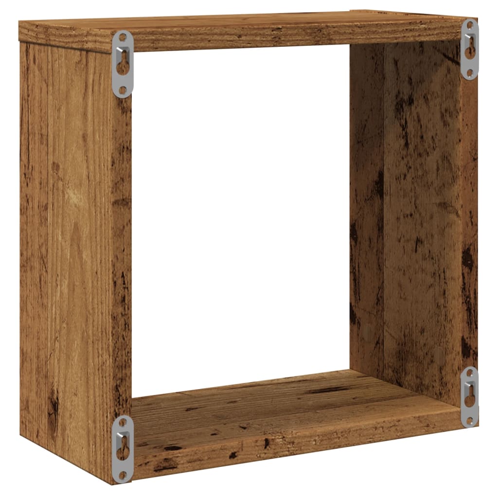 Rafturi de perete cub, 6 buc., lemn vechi, 30x15x30 cm lemn GartenMobel Dekor