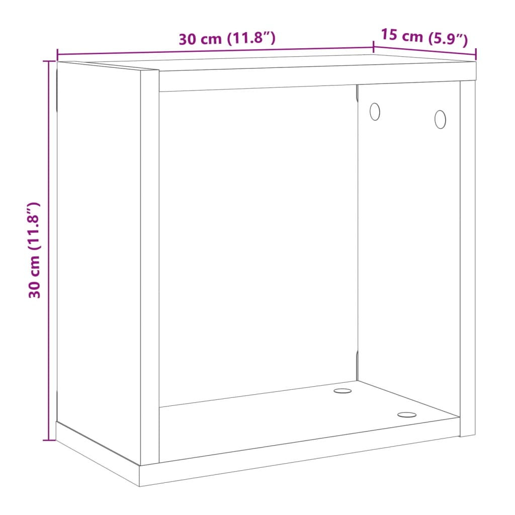 Rafturi de perete cub, 6 buc., lemn vechi, 30x15x30 cm lemn GartenMobel Dekor