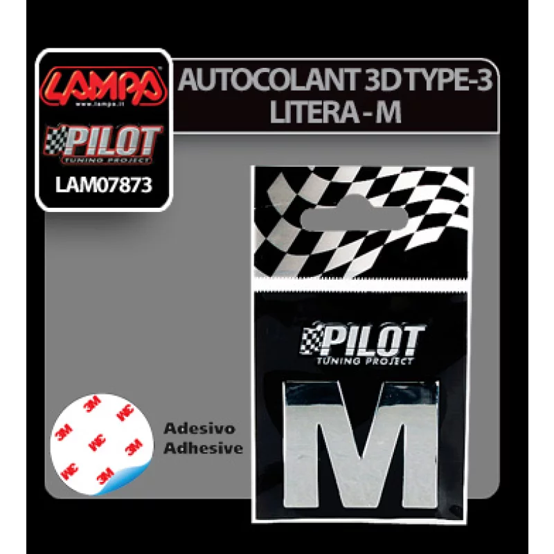 Autocolant 3D crom Type-3 (28mm) litera - M Garage AutoRide