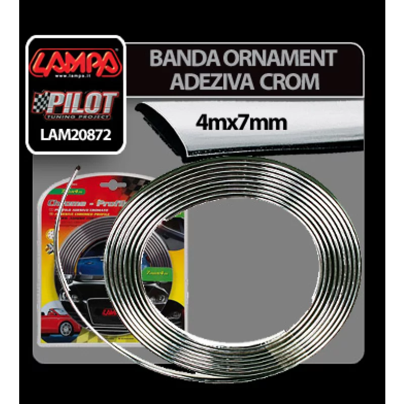 Banda ornament crom adeziva - 4m x 7mm Garage AutoRide