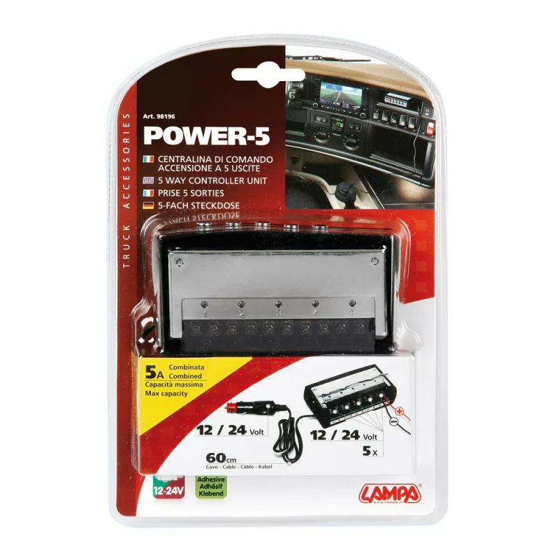 Unitate de control Power-5 cu 5 canale Lampa - 12/24V Garage AutoRide