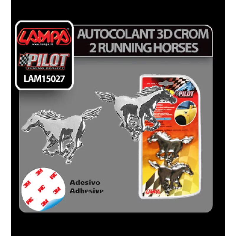 Autocolant 3D crom 2 Horses Garage AutoRide