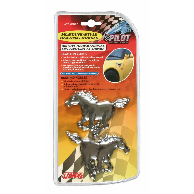 Autocolant 3D crom 2 Horses Garage AutoRide