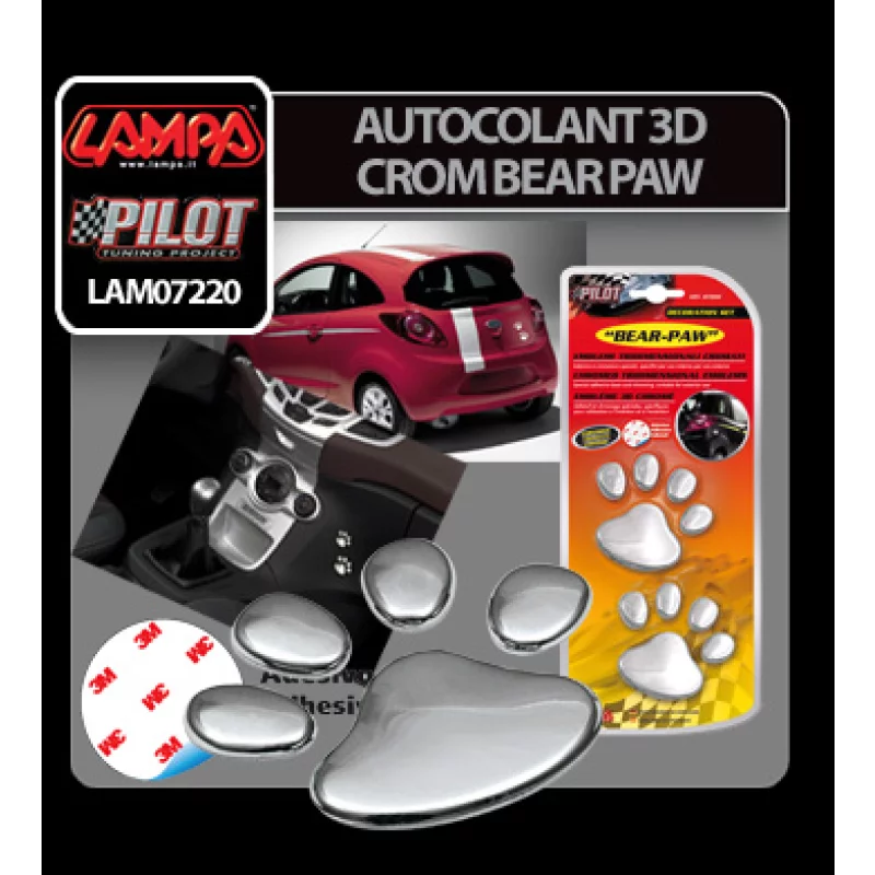 Autocolant 3D crom Bear paw Garage AutoRide