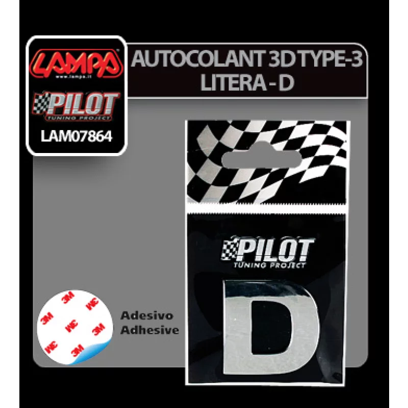 Autocolant 3D crom Type-3 (28mm) litera - D Garage AutoRide