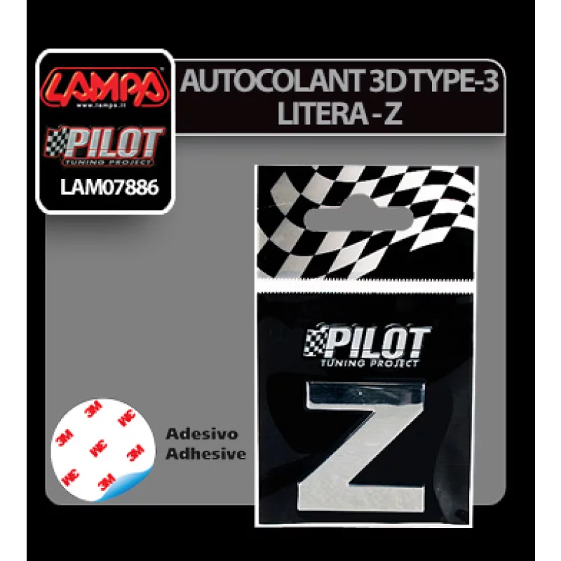 Autocolant 3D crom Type-3 (28mm) litera - Z Garage AutoRide