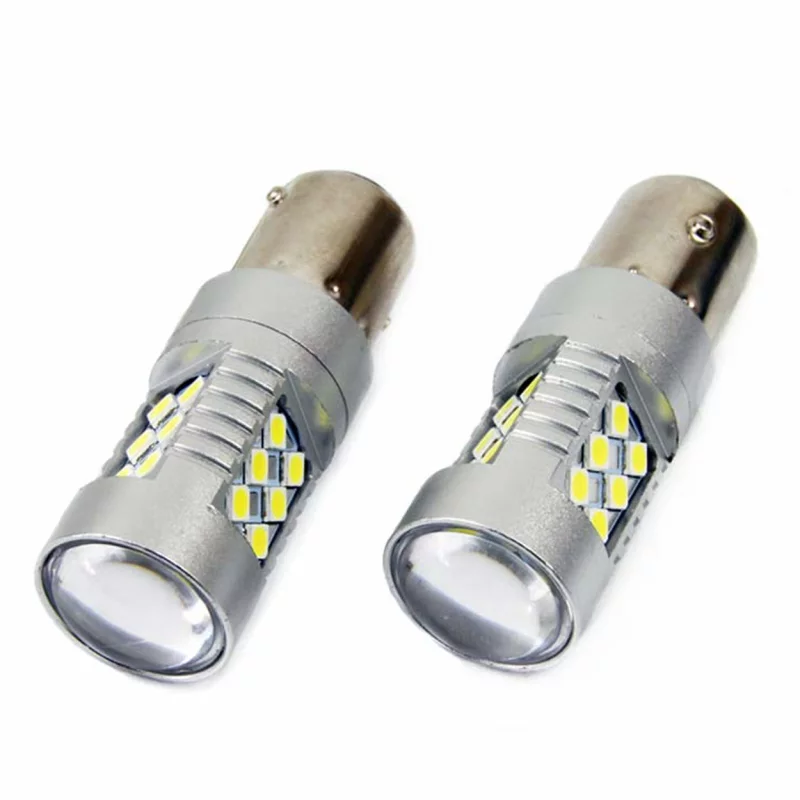 Bec Led 24SMD 3030 12/24V Frana semnalizare ceata 1156 P21W BA15s Canbus 2buc - Alb Garage AutoRide