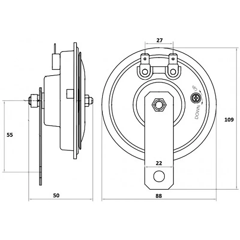 Claxon Classic cromat Ø 90mm Kamar - 24V Garage AutoRide