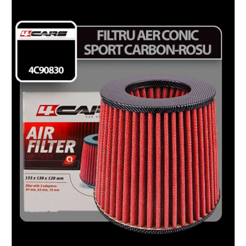 Filtru aer conic sport 4Cars - Carbon/Rosu Garage AutoRide