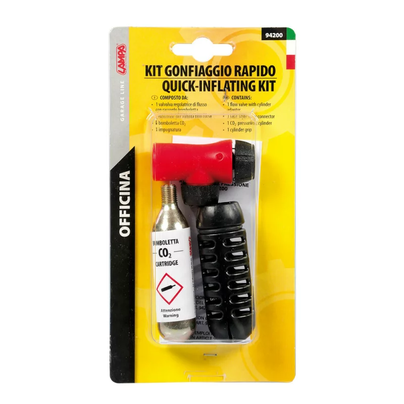 Kit pompa aer bicicleta pentru umflare rapida cu cartus CO2 Lampa Garage AutoRide