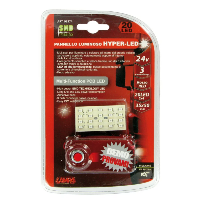 Panou cu 20 Hyper-Led SMD 35x50mm - 24V - Rosu Garage AutoRide