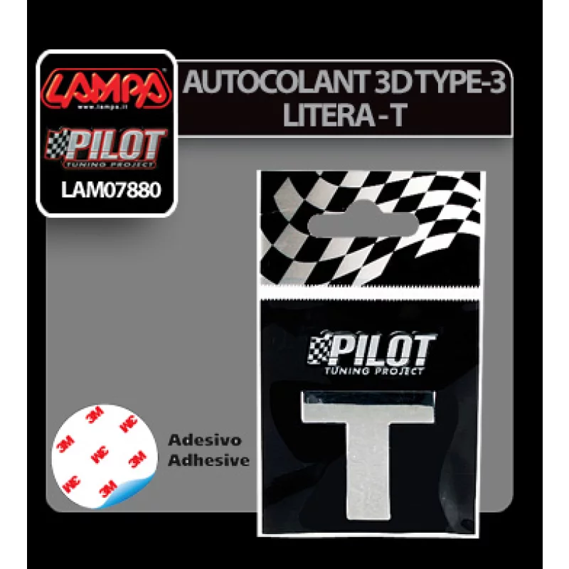 Autocolant 3D crom Type-3 (28mm) litera - T Garage AutoRide