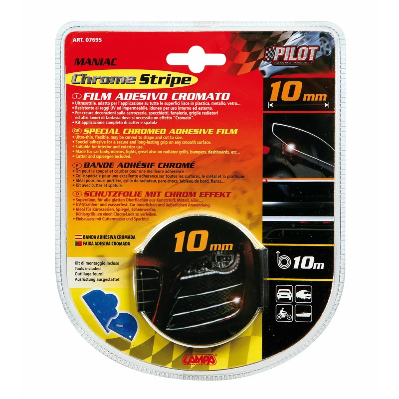 Banda ornament crom adeziva Maniac - 10m x 10mm Garage AutoRide