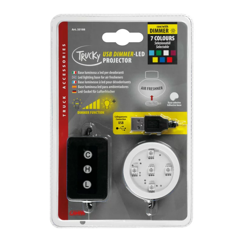 Baza de iluminare LED pentru odorizanti Trucky alimentare prin USB 7 culori cu dimmer Garage AutoRide