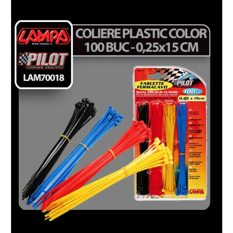 Coliere plastic color 100buc - 025x15cm Garage AutoRide