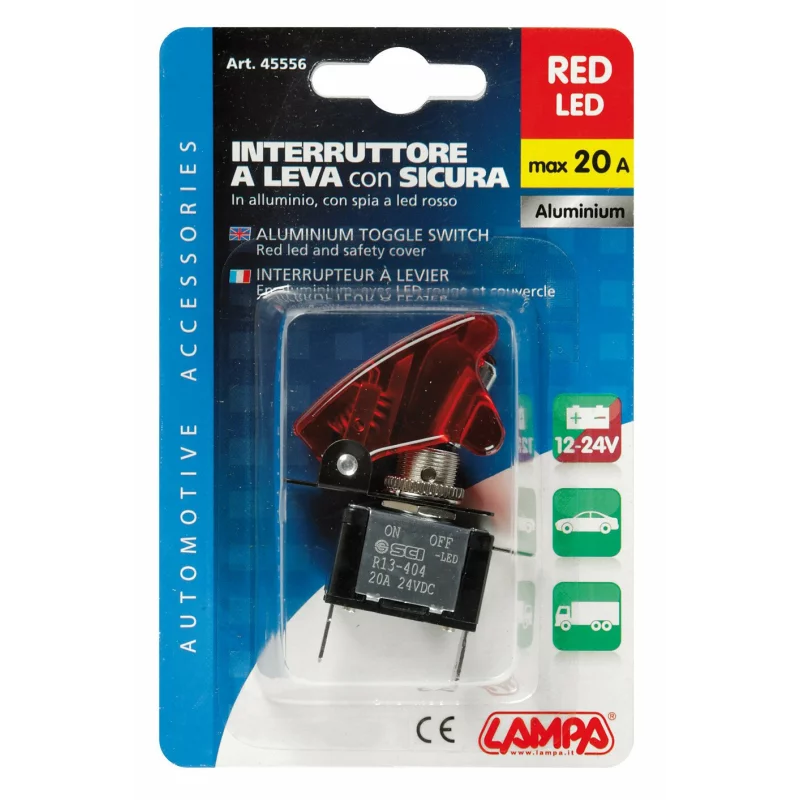 Intrerupator cu protectie iluminat cu led 12V-20A - Rosu Garage AutoRide