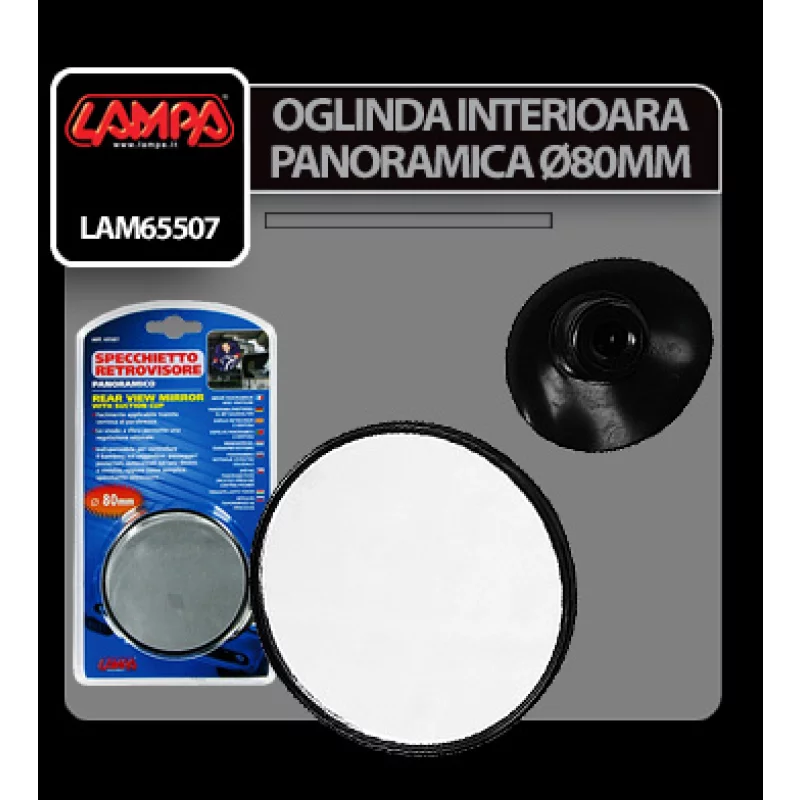 Oglinda interioara panoramica rotunda cu ventuza Ø 80mm Garage AutoRide