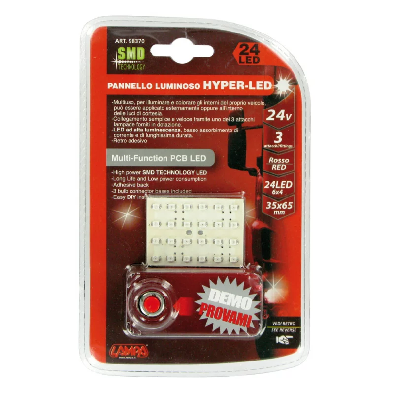 Panou cu 24 Hyper-Led SMD 35x65mm - 24V - Rosu Garage AutoRide