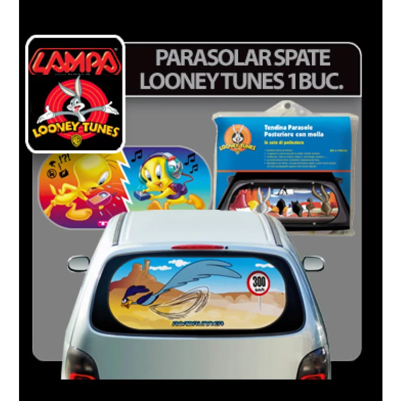 Parasolar spate cu ventuze Looney Tunes 1buc - Road Runner Garage AutoRide