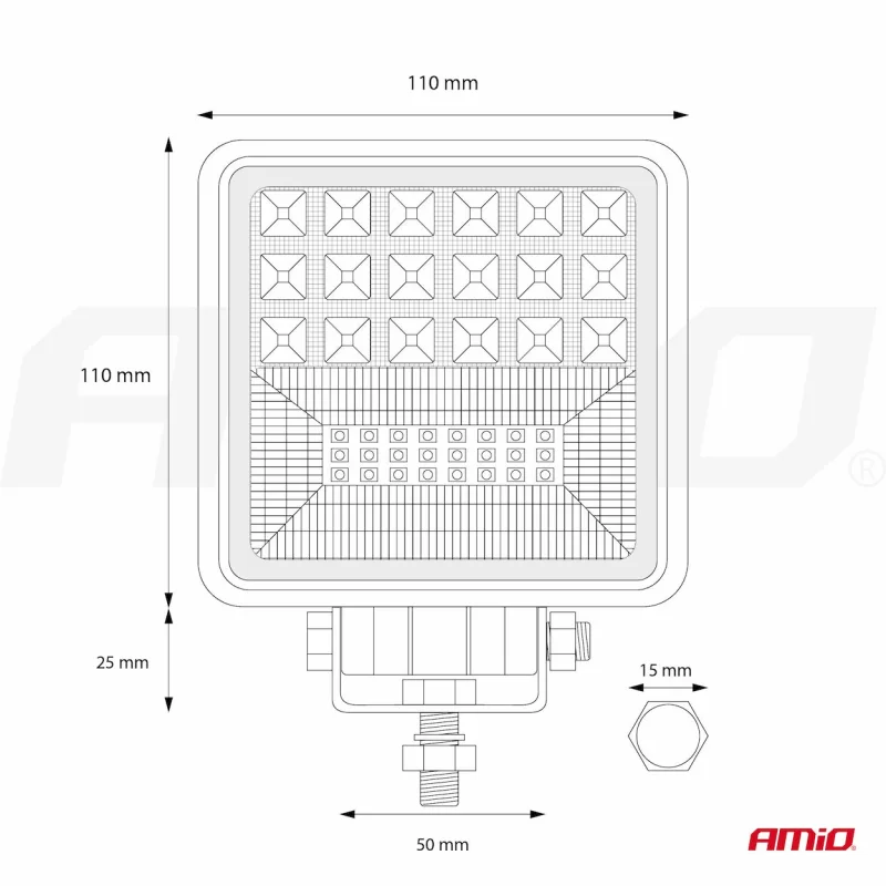 Proiector cu LED din metal patrat Combo Angel Eyes cu 2 functii 9/36V Amio Garage AutoRide