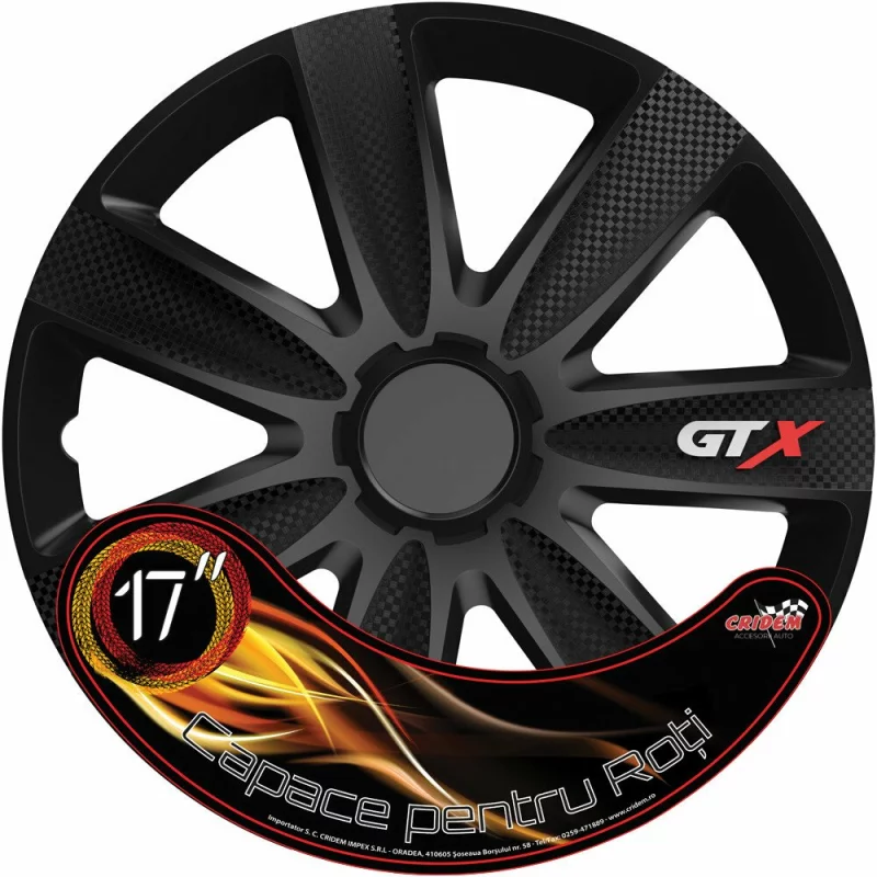 Set capace roti auto Cridem GTX Carbon 4buc - Negru - 17