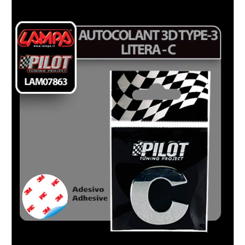 Autocolant 3D crom Type-3 (28mm) litera - C Garage AutoRide