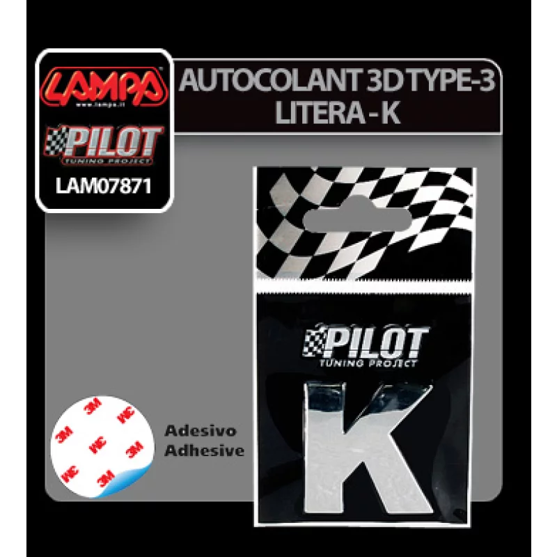 Autocolant 3D crom Type-3 (28mm) litera - K Garage AutoRide