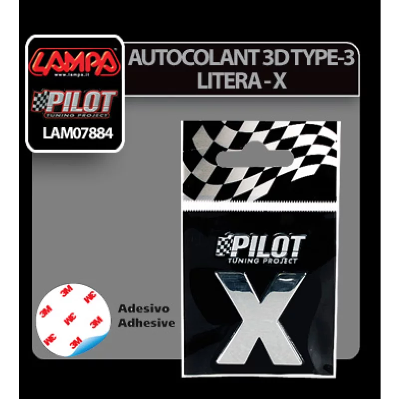 Autocolant 3D crom Type-3 (28mm) litera - X Garage AutoRide