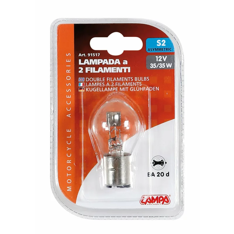 Bec halogen 12V - S2 - 35/35W soclu metal asimetric BA20d 1buc Lampa Garage AutoRide