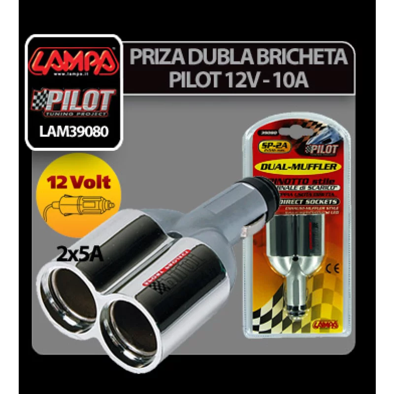 Priza dubla bricheta Pilot 12V Garage AutoRide