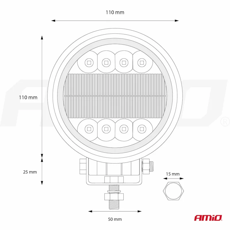 Proiector cu LED din metal rotund Combo Angel Eyes cu 2 functii 9/36V Amio Garage AutoRide