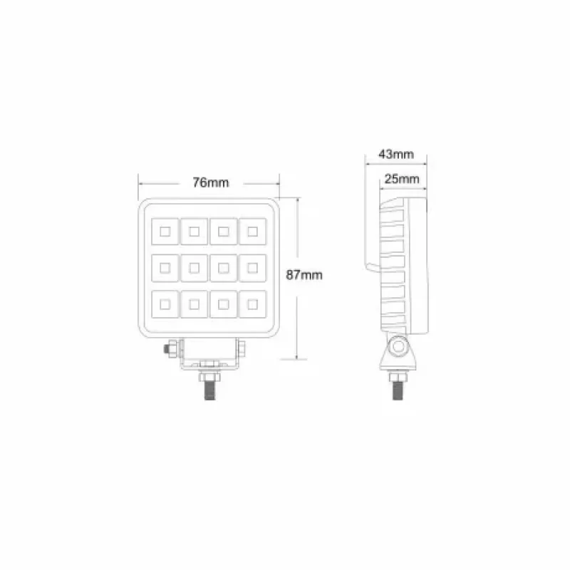 Proiector din metal patrat 12LED 12/24V cu intrerupator pe verso Kamar Garage AutoRide