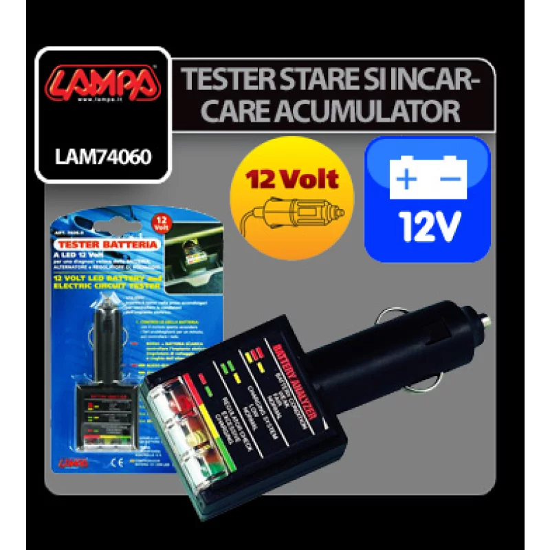 Tester stare si incarcare acumulator Lampa 12V Garage AutoRide