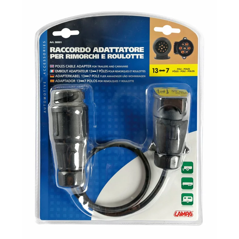 Adaptor fisa priza remorca 13-7 poli cu cablu 40cm Garage AutoRide