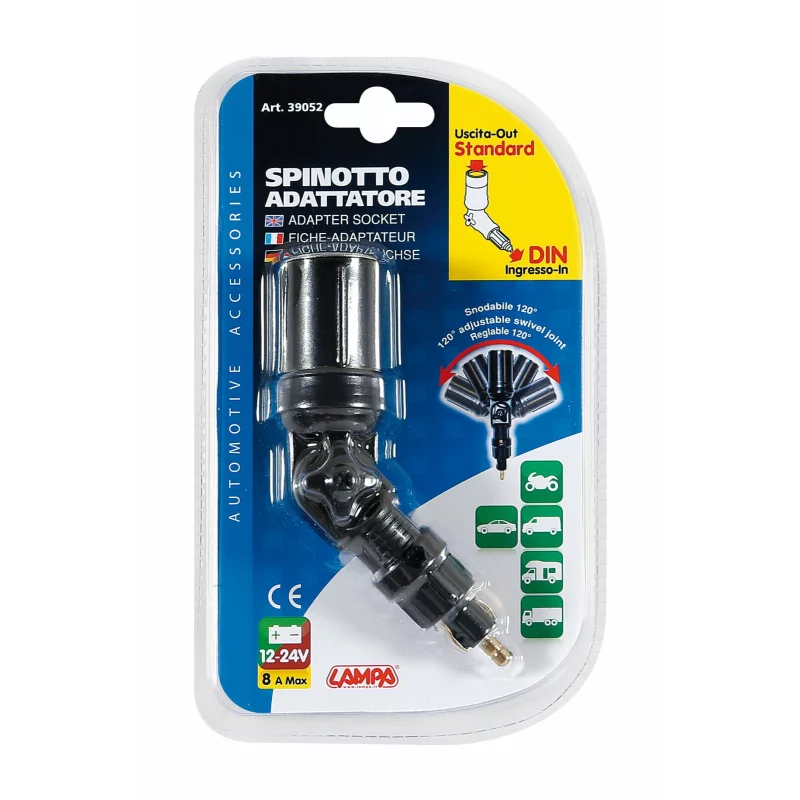 Adaptor priza bricheta DIN la Standard cu articulatie pivotanta - 12/24V 8A Garage AutoRide