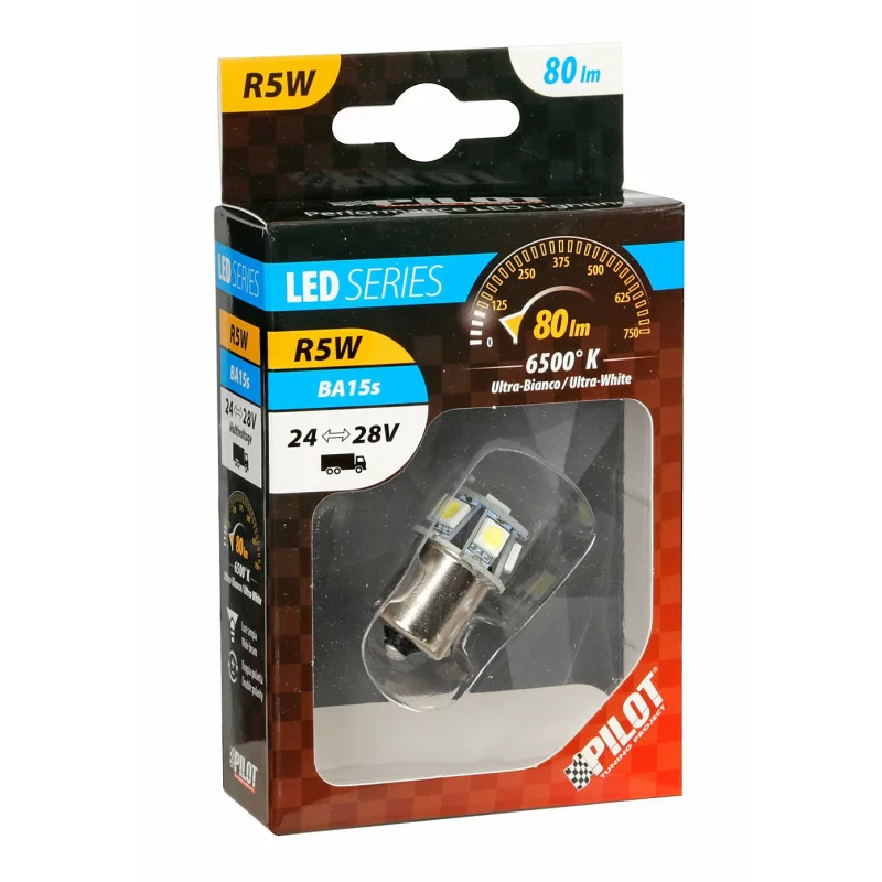 Bec Hyper-Led18 - 6SMD 24/28V R5W soclu metal BA15s 1buc - Alb Garage AutoRide