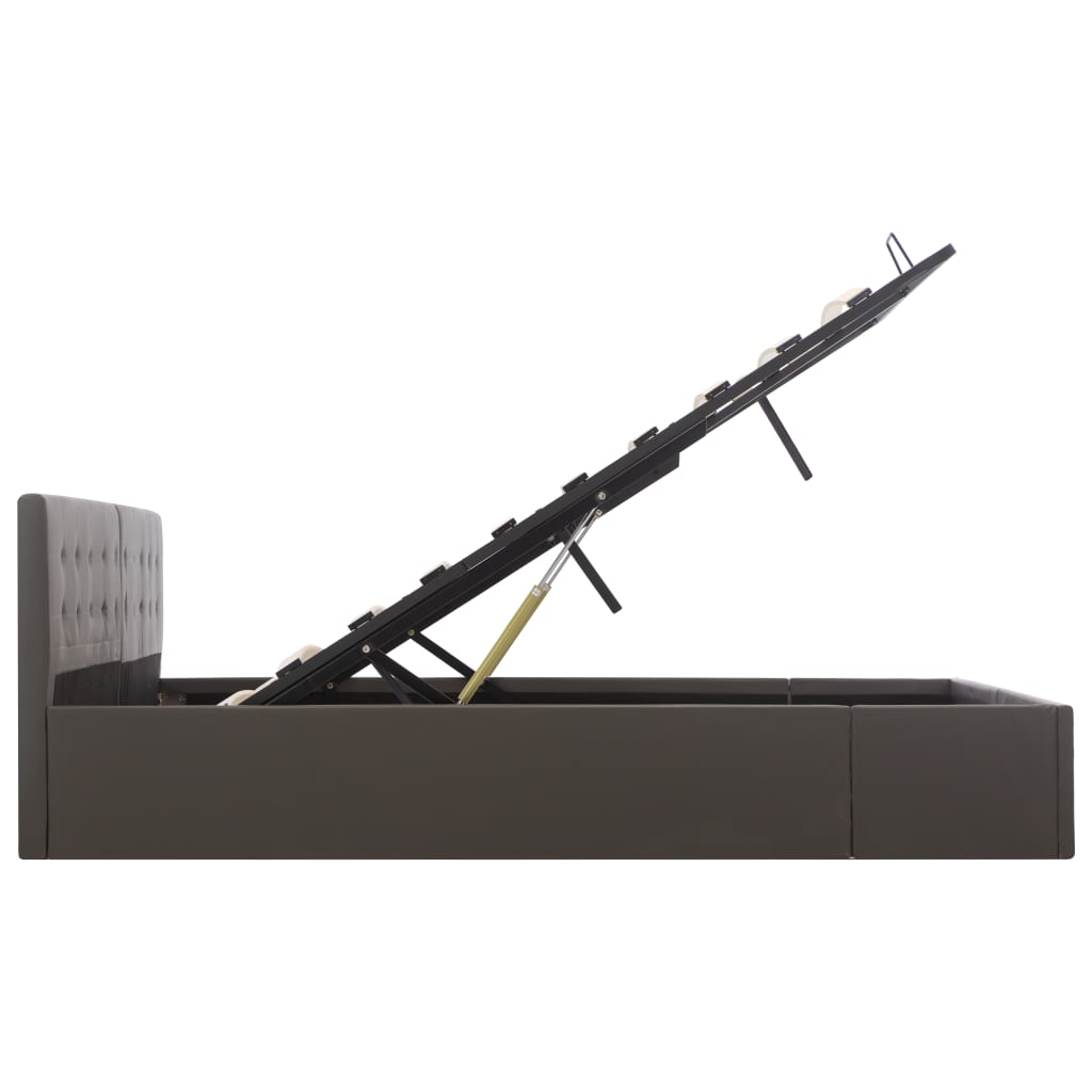 Cadru pat depozitare hidraulică gri 180x200 cm piele ecologică GartenMobel Dekor
