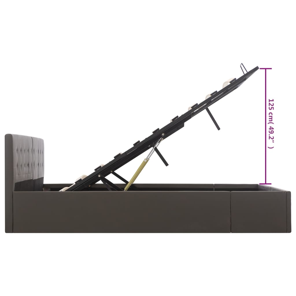Cadru pat depozitare hidraulică gri 180x200 cm piele ecologică GartenMobel Dekor
