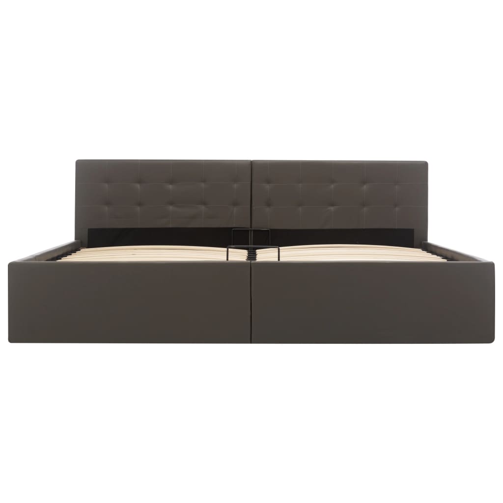 Cadru pat depozitare hidraulică gri 180x200 cm piele ecologică GartenMobel Dekor