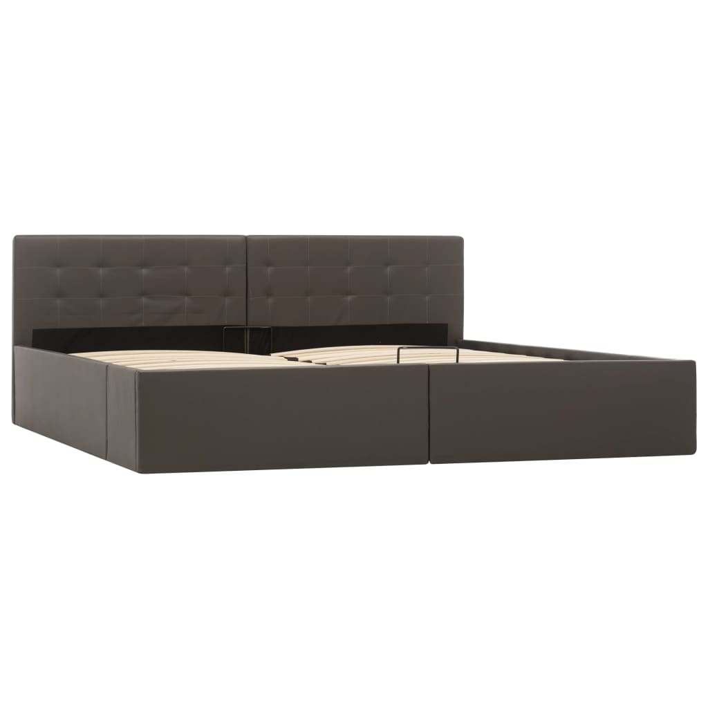 Cadru pat depozitare hidraulică gri 180x200 cm piele ecologică GartenMobel Dekor