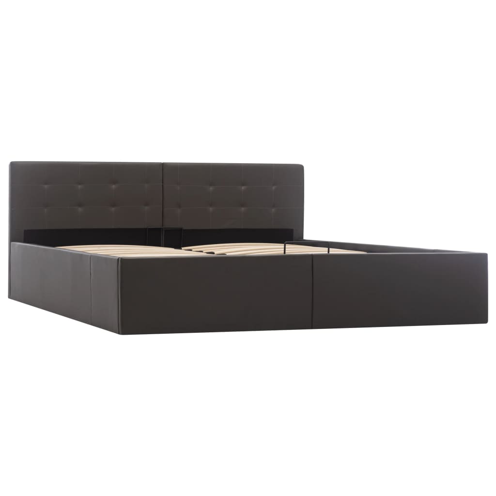 Cadru pat hidraulic, depozitare, gri, 160 x 200 cm, piele eco GartenMobel Dekor